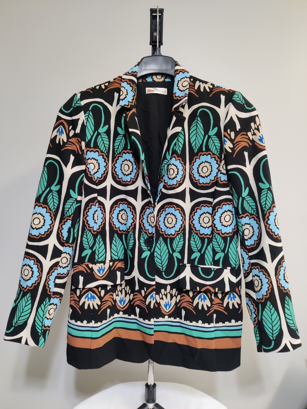 Women’s Floral Pattern Blazer Jacket - Black Multi